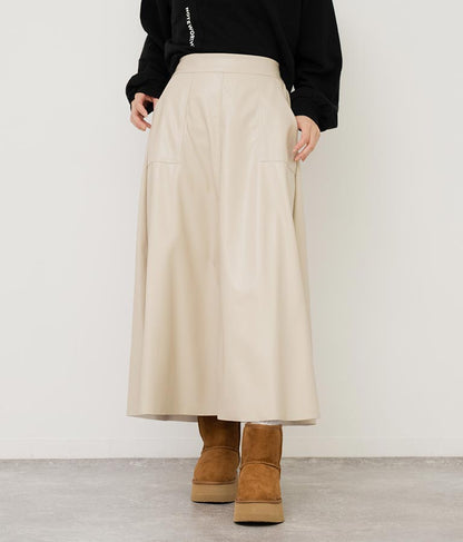 フェイクレザー フレア スカート 151-5512