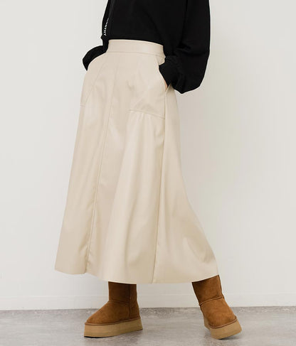 フェイクレザー フレア スカート 151-5512