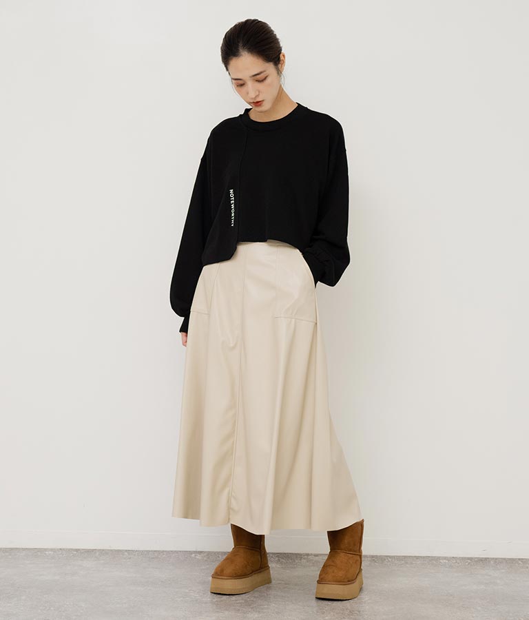 フェイクレザー フレア スカート 151-5512