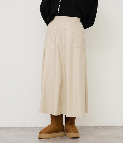 フェイクレザー フレア スカート 151-5512