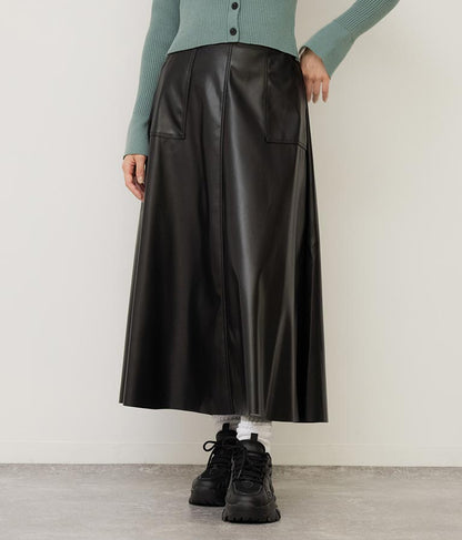 フェイクレザー フレア スカート 151-5512