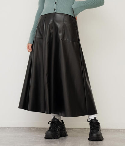 フェイクレザー フレア スカート 151-5512