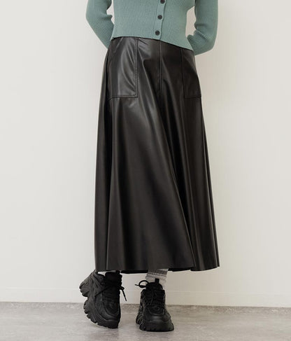 フェイクレザー フレア スカート 151-5512