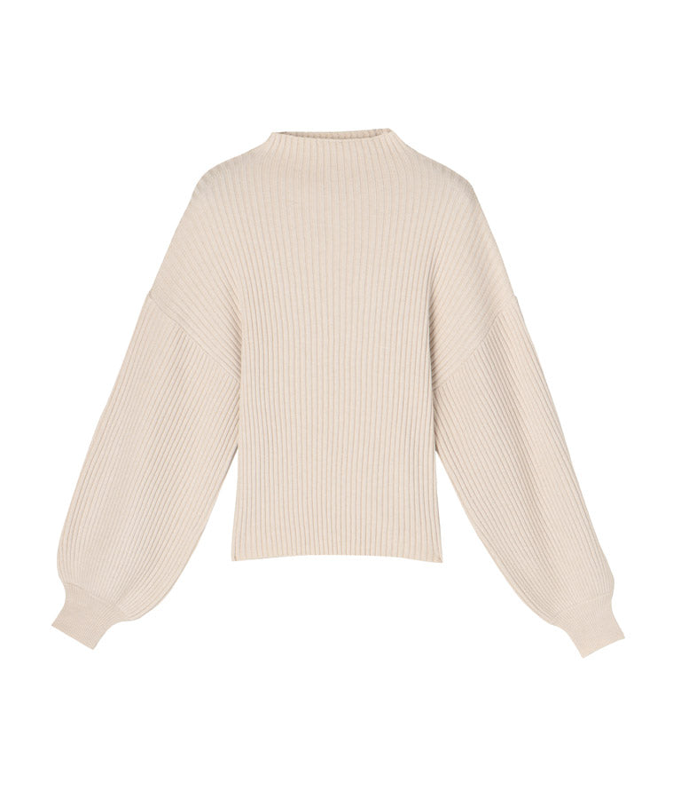 ボリュームスリーブボトルネックニットトップス 523-6669