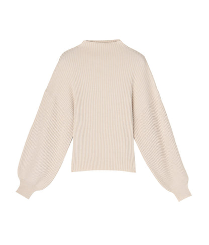 ボリュームスリーブボトルネックニットトップス 523-6669