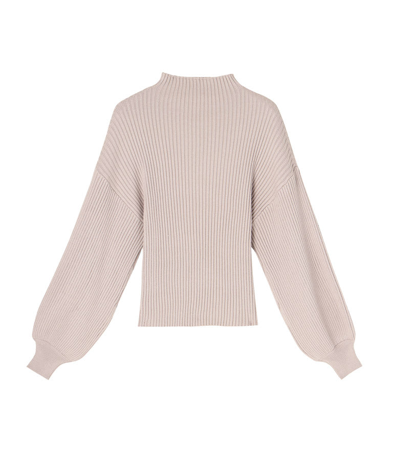 ボリュームスリーブボトルネックニットトップス 523-6669