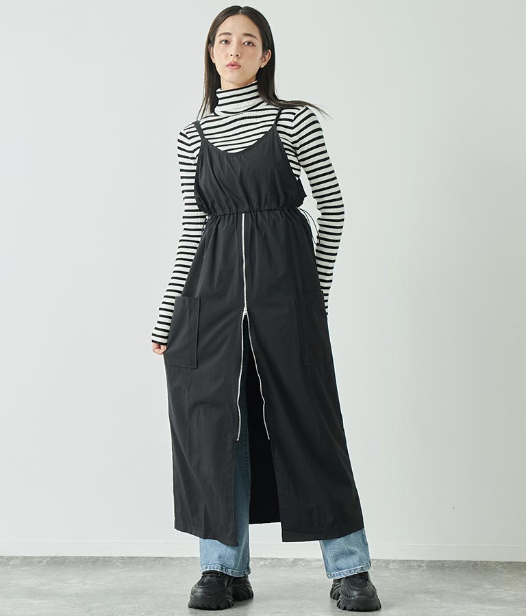 フロントジップミリタリーキャミワンピース 797-9072