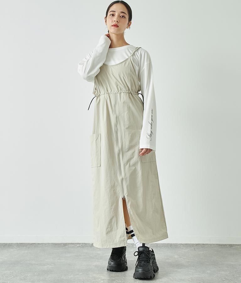 フロントジップミリタリーキャミワンピース 797-9072