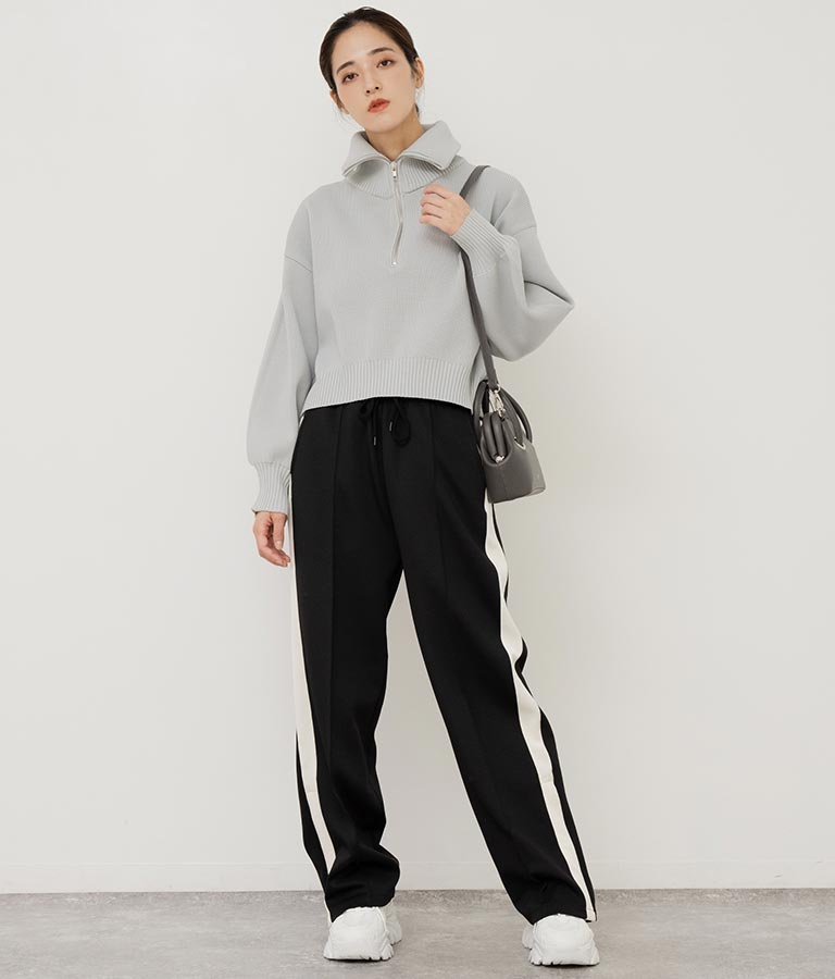 クロップド ハーフジップ モチモチ ニット トップス 793-8957