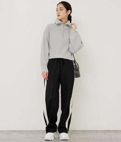 クロップド ハーフジップ モチモチ ニット トップス 793-8957