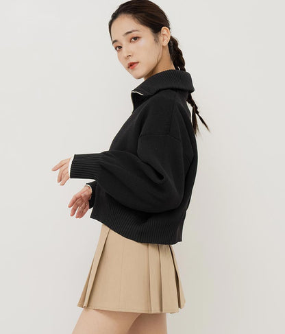 クロップド ハーフジップ モチモチ ニット トップス 793-8957