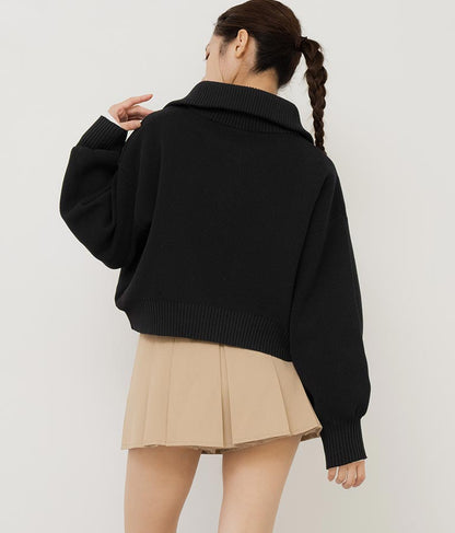 クロップド ハーフジップ モチモチ ニット トップス 793-8957