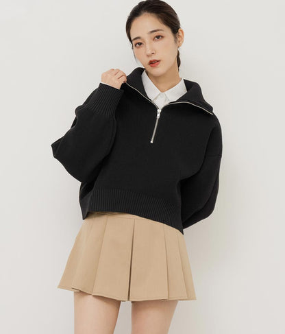 クロップド ハーフジップ モチモチ ニット トップス 793-8957