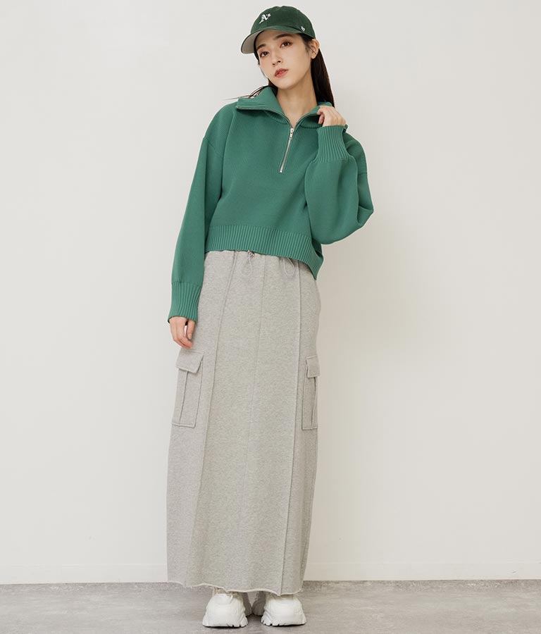 クロップド ハーフジップ モチモチ ニット トップス 793-8957