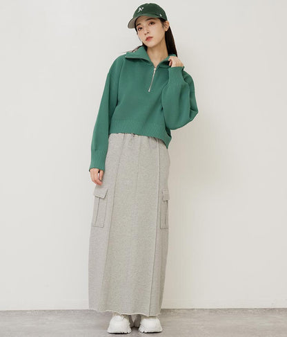 クロップド ハーフジップ モチモチ ニット トップス 793-8957