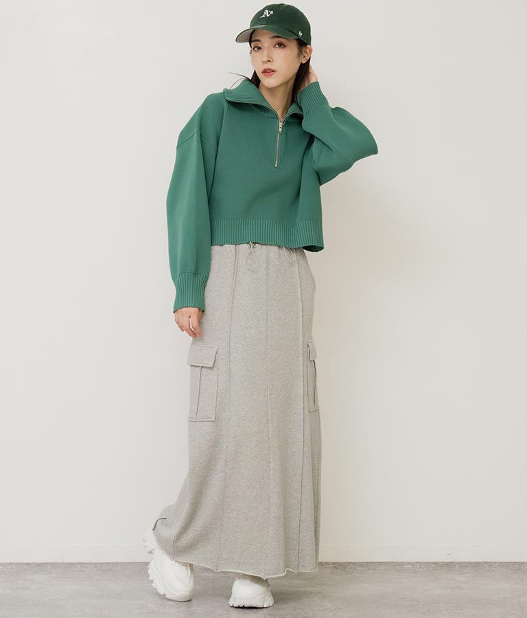 クロップド ハーフジップ モチモチ ニット トップス 793-8957