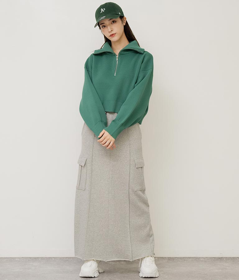 クロップド ハーフジップ モチモチ ニット トップス 793-8957