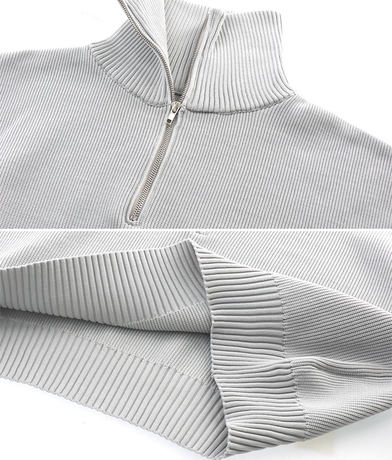 クロップド ハーフジップ モチモチ ニット トップス 793-8957