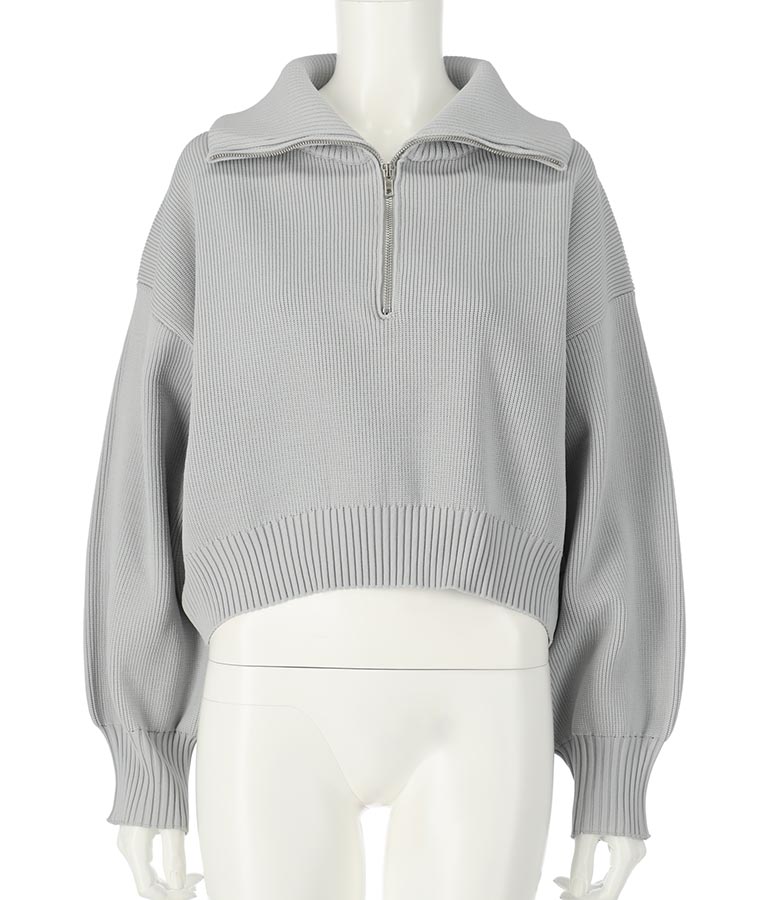クロップド ハーフジップ モチモチ ニット トップス 793-8957