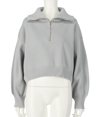 クロップド ハーフジップ モチモチ ニット トップス 793-8957