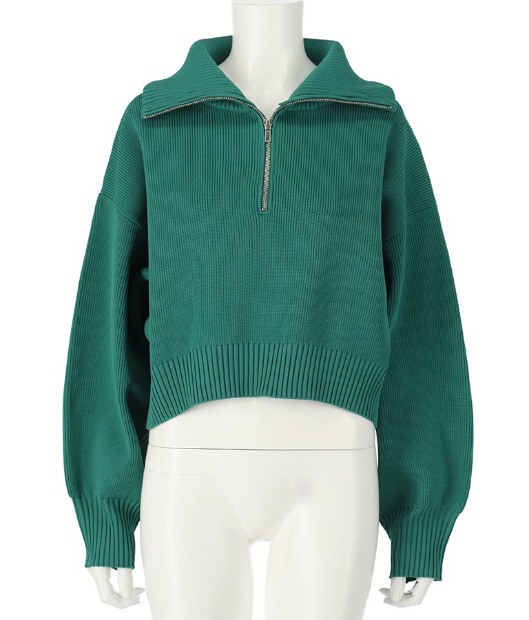 クロップド ハーフジップ モチモチ ニット トップス 793-8957