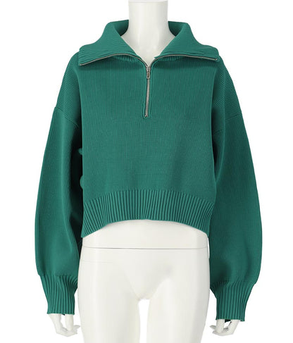 クロップド ハーフジップ モチモチ ニット トップス 793-8957