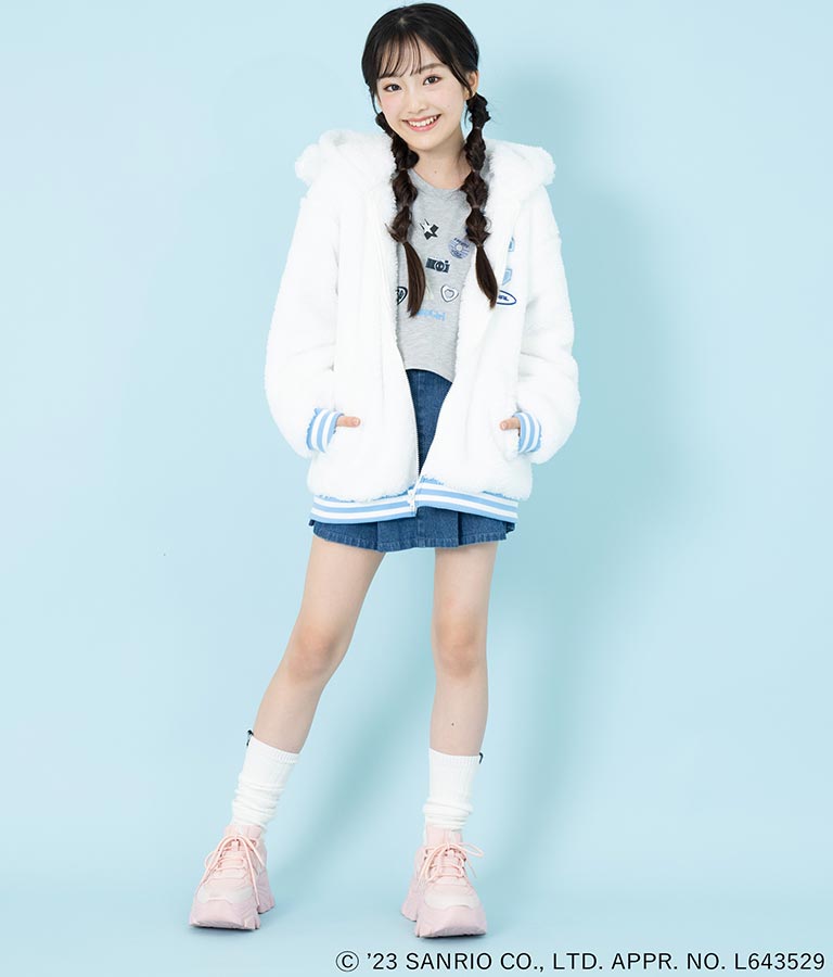 ANAPGiRL × シナモロール 耳付き ボア ジップパーカー【KIDSお揃い】 914-7323