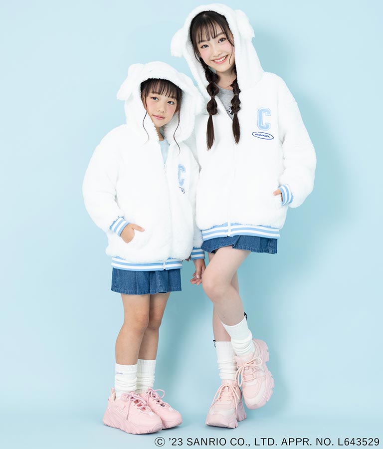 ANAPGiRL × シナモロール 耳付き ボア ジップパーカー【KIDSお揃い】 914-7323