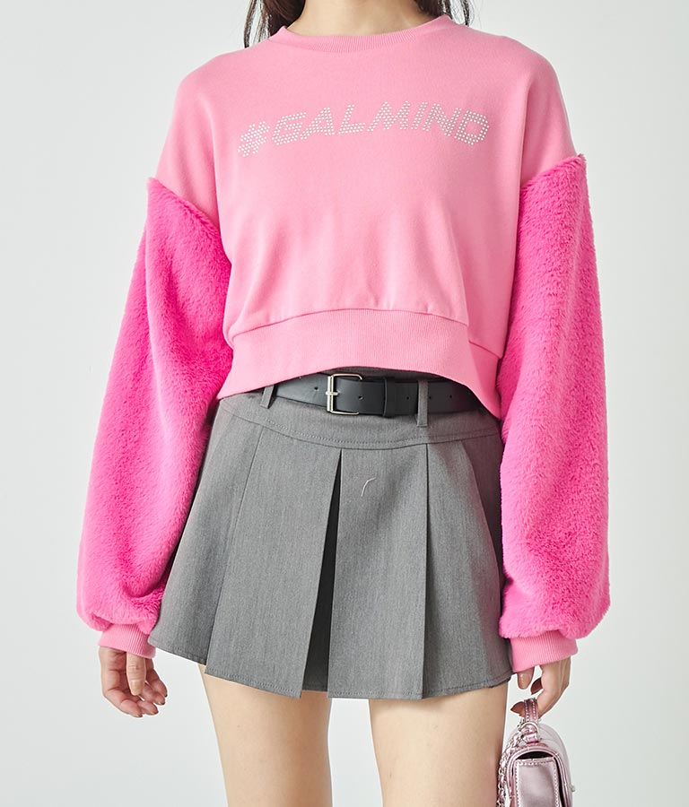 エルフ荒川 × ANAPコラボ GALMIND ラインストーン 袖ファー ショート丈 スウェット トレーナー