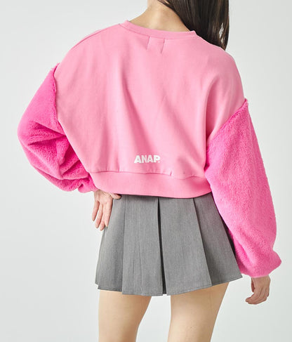 エルフ荒川 × ANAPコラボ GALMIND ラインストーン 袖ファー ショート丈 スウェット トレーナー 793-9063