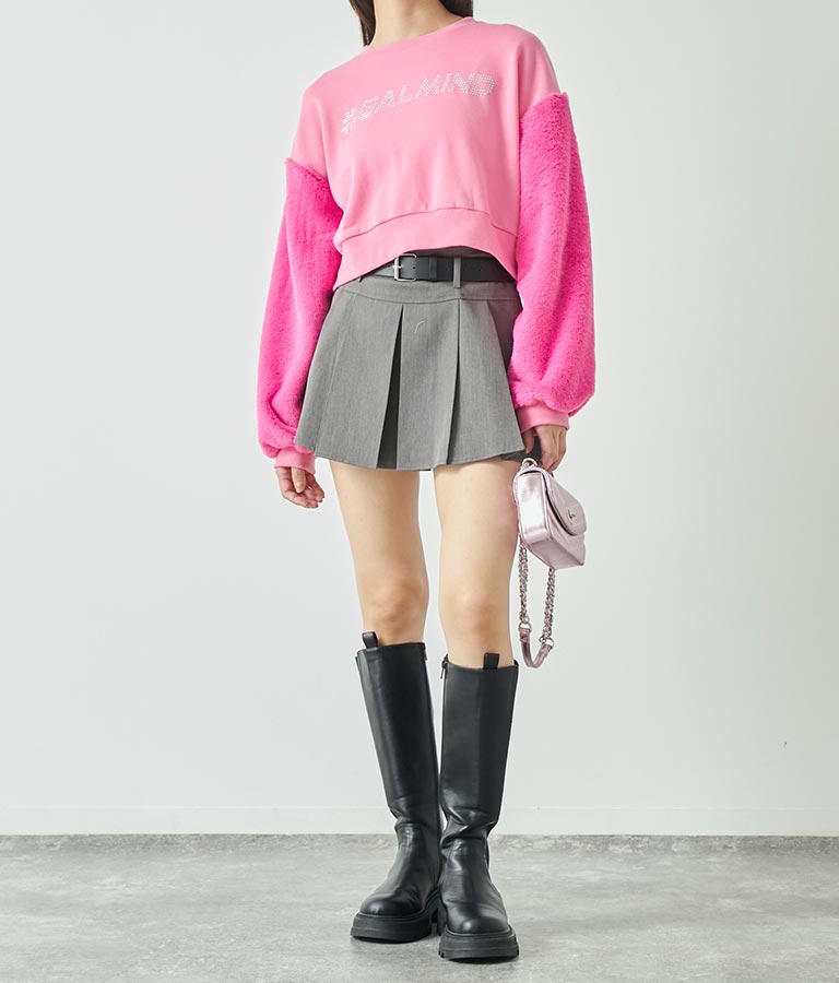 エルフ荒川 × ANAPコラボ GALMIND ラインストーン 袖ファー ショート丈 スウェット トレーナー 793-9063