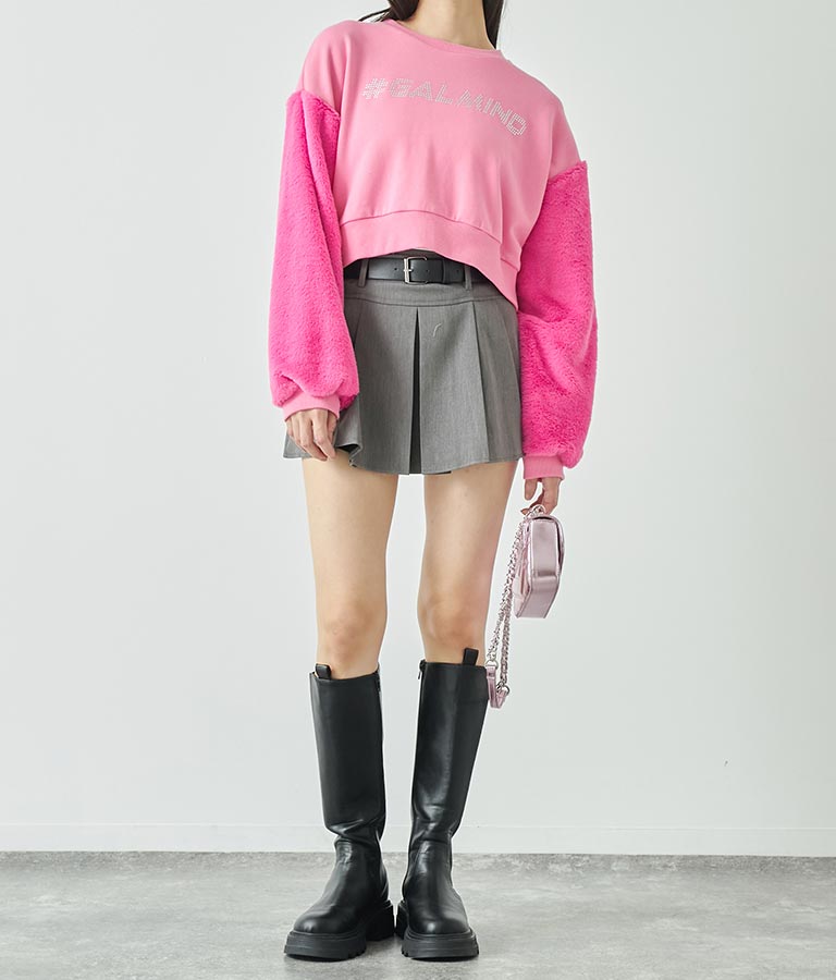 エルフ荒川 × ANAPコラボ GALMIND ラインストーン 袖ファー ショート丈 スウェット トレーナー 793-9063