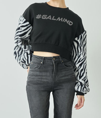 エルフ荒川 × ANAPコラボ GALMIND ラインストーン 袖ファー ショート丈 スウェット トレーナー 793-9063