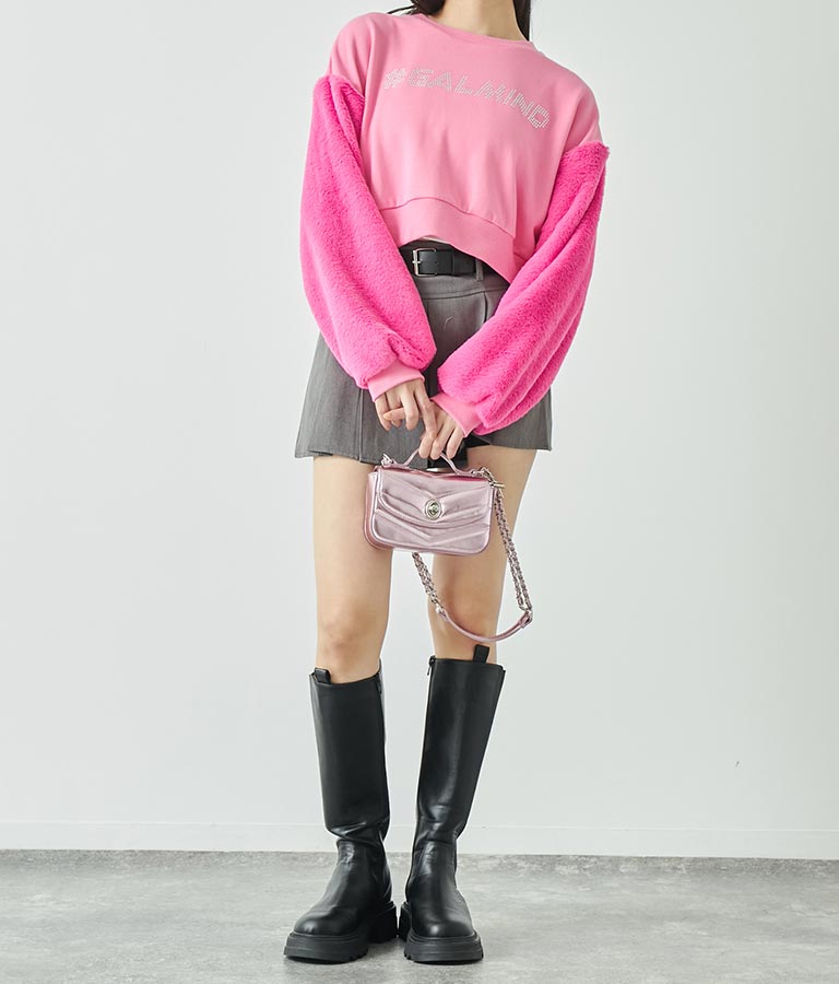 エルフ荒川 × ANAPコラボ GALMIND ラインストーン 袖ファー ショート丈 スウェット トレーナー 793-9063