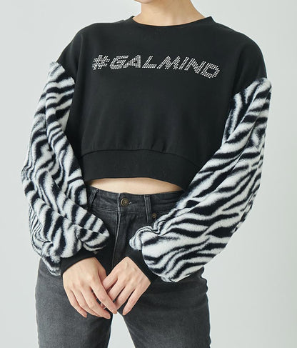 エルフ荒川 × ANAPコラボ GALMIND ラインストーン 袖ファー ショート丈 スウェット トレーナー 793-9063