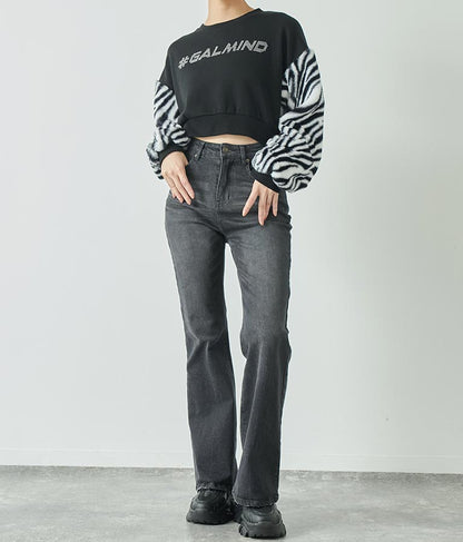 エルフ荒川 × ANAPコラボ GALMIND ラインストーン 袖ファー ショート丈 スウェット トレーナー 793-9063