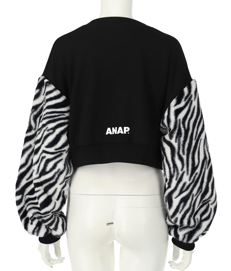 エルフ荒川 × ANAPコラボ GALMIND ラインストーン 袖ファー ショート丈 スウェット トレーナー 793-9063