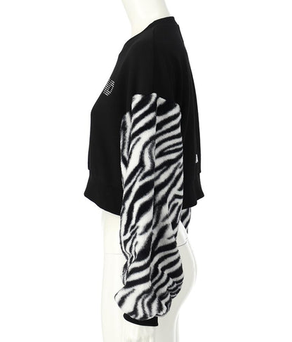 エルフ荒川 × ANAPコラボ GALMIND ラインストーン 袖ファー ショート丈 スウェット トレーナー 793-9063