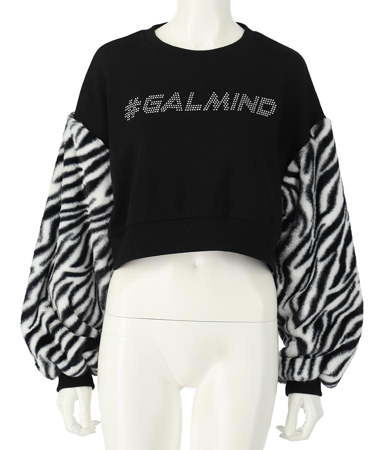 エルフ荒川 × ANAPコラボ GALMIND ラインストーン 袖ファー ショート丈 スウェット トレーナー 793-9063