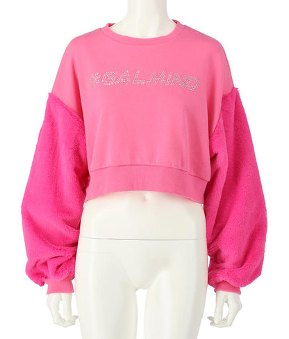 エルフ荒川 × ANAPコラボ GALMIND ラインストーン 袖ファー ショート丈 スウェット トレーナー 793-9063