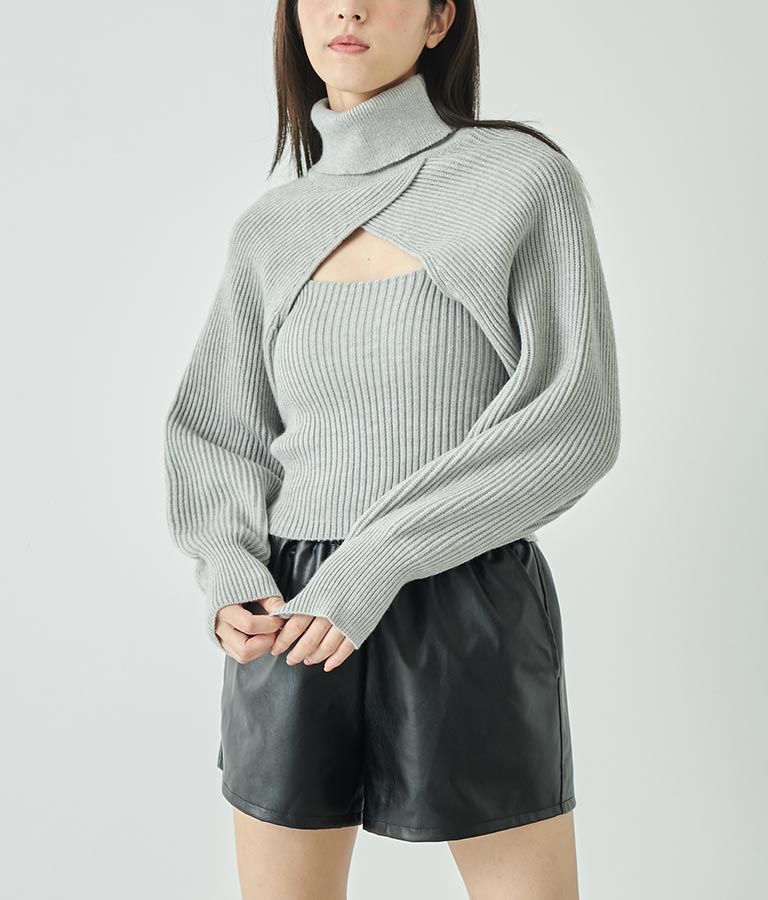 タートルネッククロップドニットアンサンブル セット 158-5515