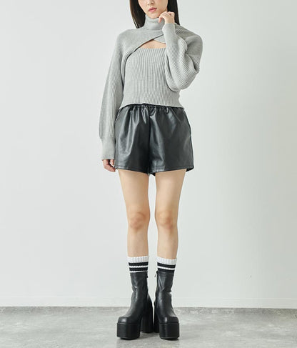 タートルネッククロップドニットアンサンブル セット 158-5515