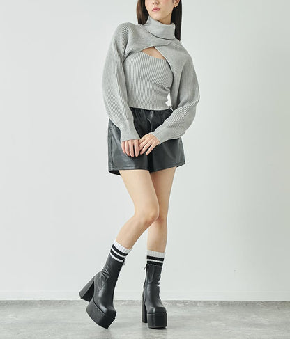 タートルネッククロップドニットアンサンブル セット 158-5515