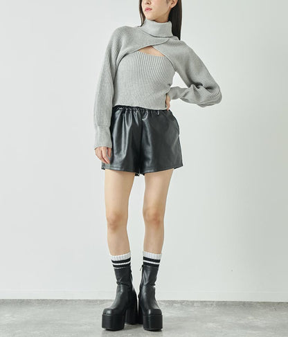 タートルネッククロップドニットアンサンブル セット 158-5515