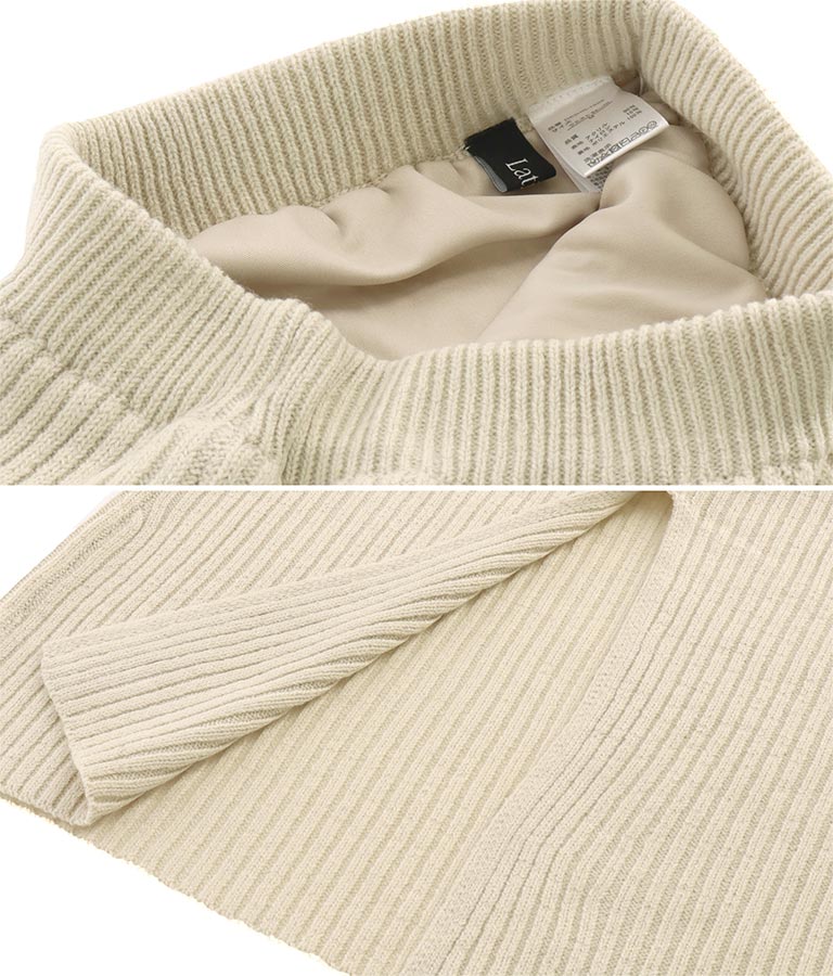 バックスリット リブ ニット ロング タイト スカート