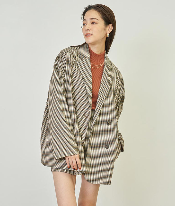 ダメージ デザイン リブニット トップス  ハイネック 5部袖 153-5478