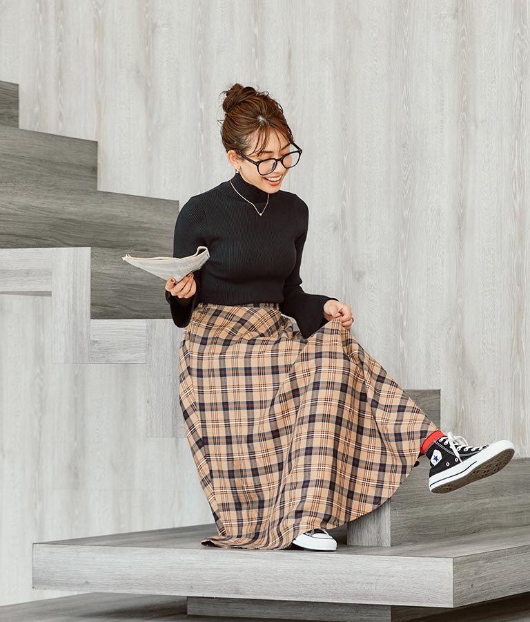 バイヤスチェックフレアスカート 521-6728