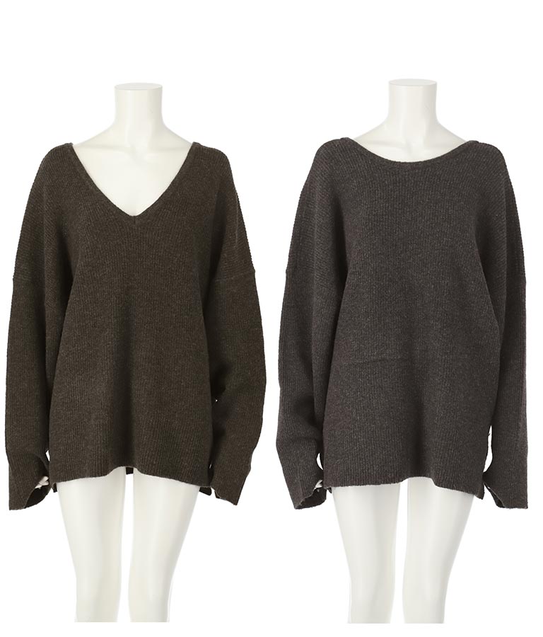 ビッグシルエット ルーズ ニット セーター 2WAYネック 長袖 493-2608