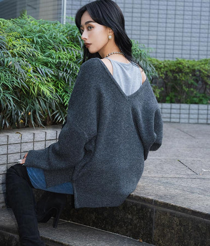 ビッグシルエット ルーズ ニット セーター 2WAYネック 長袖 493-2608