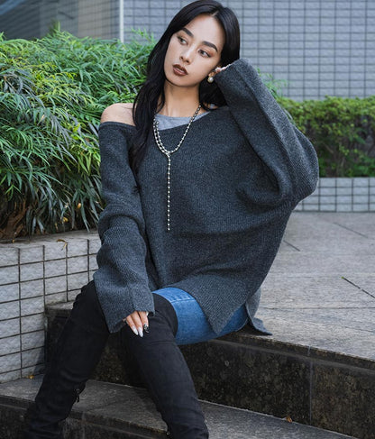 ビッグシルエット ルーズ ニット セーター 2WAYネック 長袖 493-2608